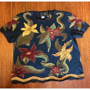 Peruvian Connection Multicolor Floral Knit Sweater